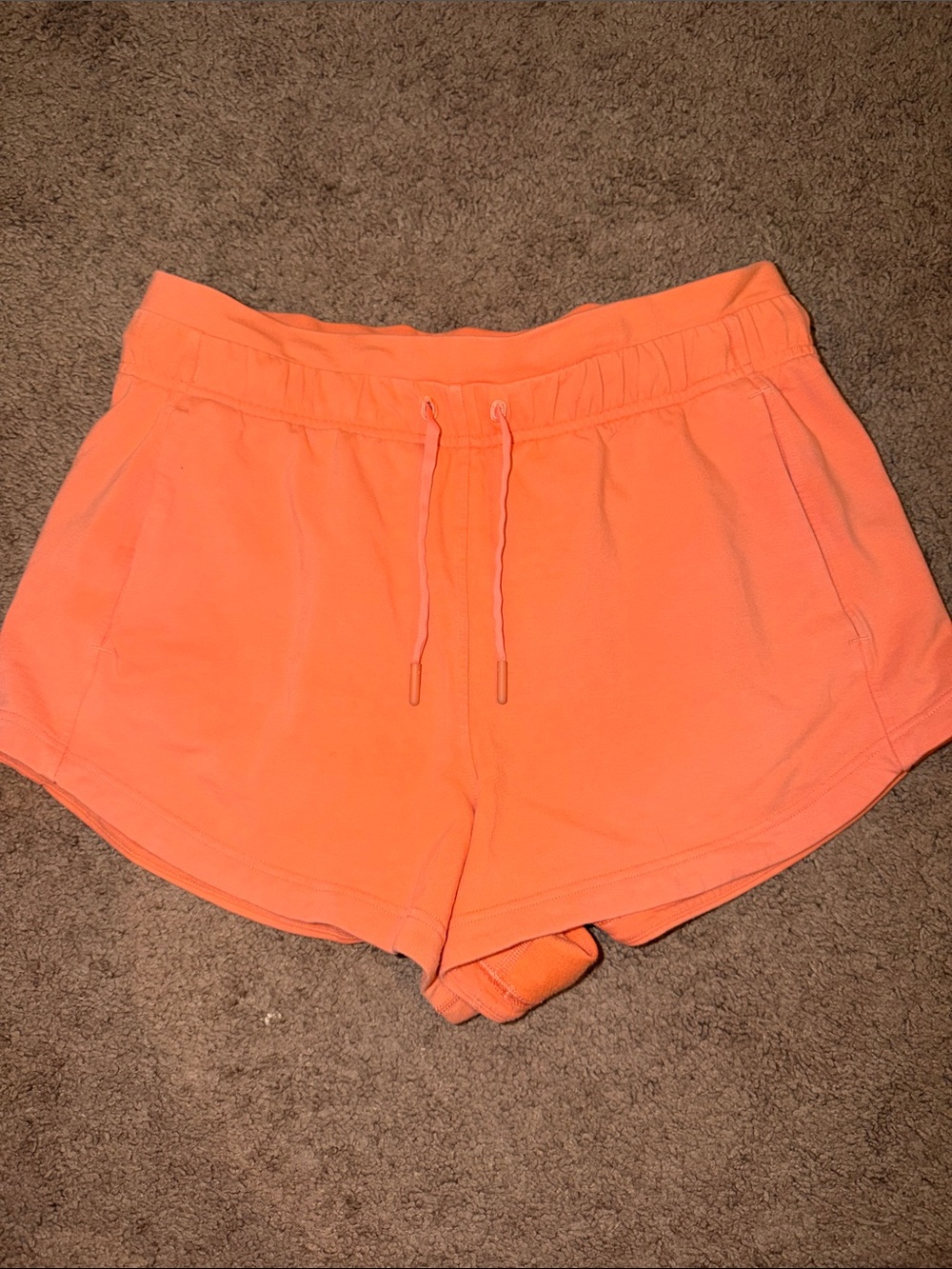lululemon athletica Neon Coral Drawstring Athletic Shorts